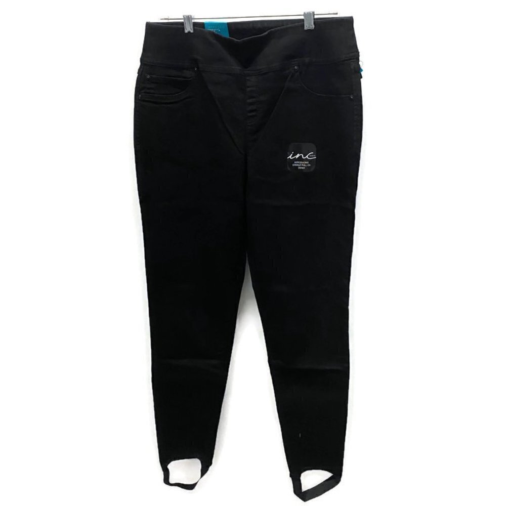 INC Black Hi-Waisted "Stirrup Pull-On Denim" Jeans